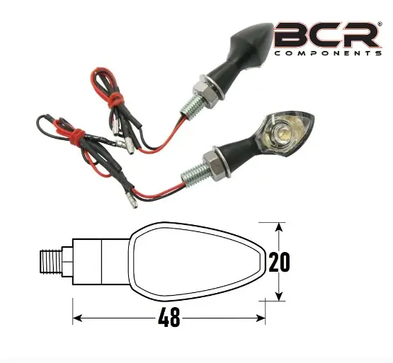 Professionale Coppia frecce moto omologate led bcr spike nero trasparente universali