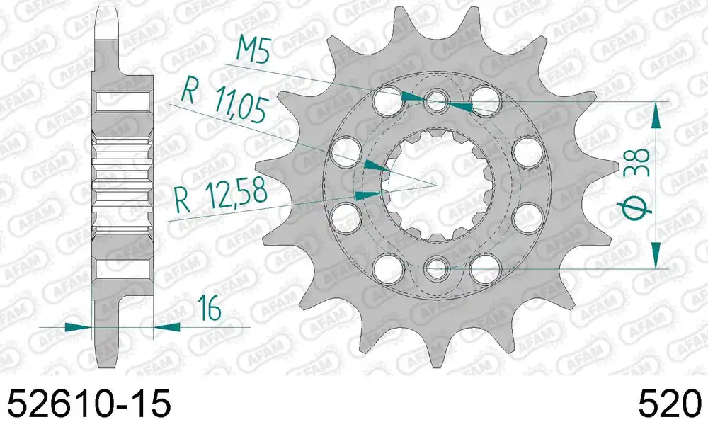 Spedizione Espresso Ducati 800 monster 800 pignone afam 52610-15 passo 520 2003 2004