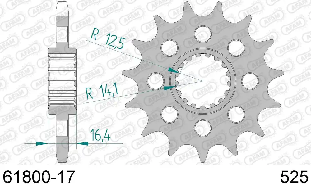 Promozione Esclusiva Ktm 950 adventure 950 pignone afam 61800-17 passo 525 2002 2005