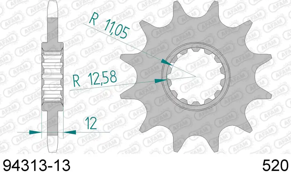 Gas gas ec 200 200 pignone afam 94313-13 passo 520 2000 2002 Popolare