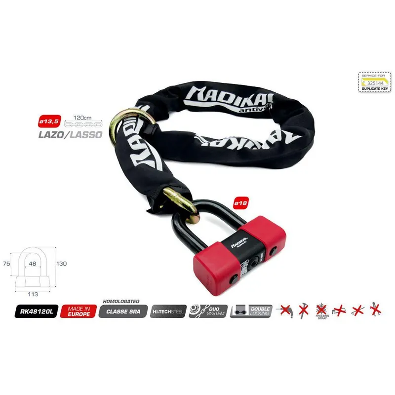 Compra Adesso Catena a cappio con lucchetto rk48120l - ø 13,5mm/1200mm