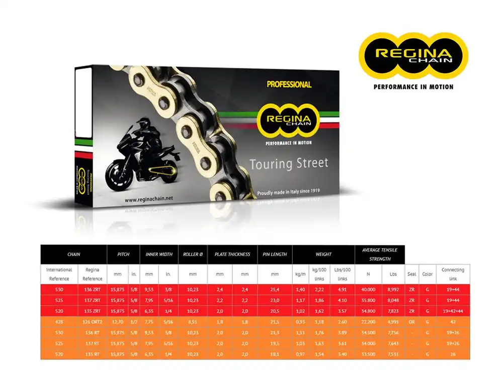 CATENA REGINA 136ZRT PASSO 530 TRIUMPH DAYTONA 1000 91-92- Pagamento Sicuro