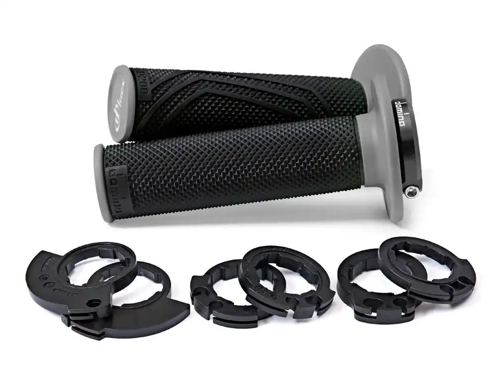 COPPIA MANOPOLE D-LOCK BICOLORE CHIUSE D200 LOCK ON / CON GHIERE DOMINO UNIVERSALI- Prezzo Scontato