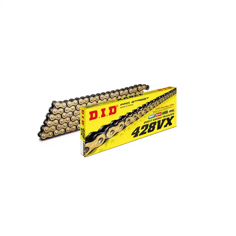 Nuova Collezione CATENA DID 428VX (Gold & Black) - Lunghezza: 128 maglie con giunto a clip (FJ)