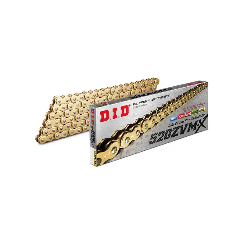 CATENA DID 520ZVM-X (Gold & Gold) - Lunghezza: 120 maglie con giunto a rivetto (ZJ) Spedizione Espresso