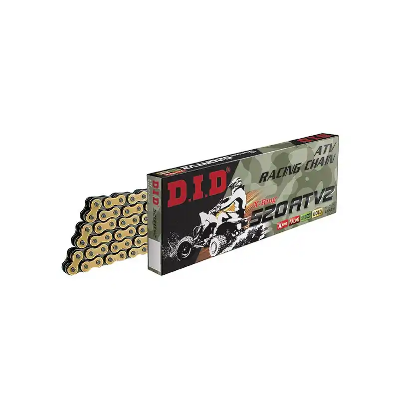Compra Adesso CATENA DID 520ATV2 (Gold & Black) - Lunghezza: 74 maglie con giunto a clip (FJ)