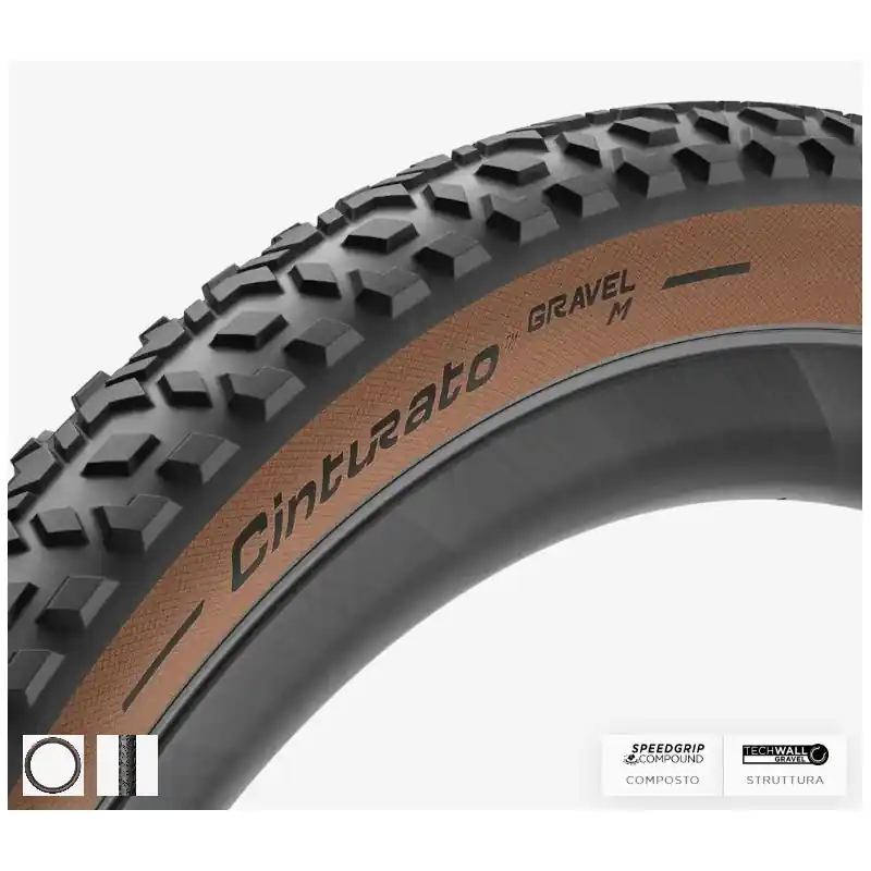 Ultime Pezzi COPERTONE CINTURATO GRAVEL M - 650BX45 NERO/MARRONE (CLASSIC) TECHWALL GRAVEL