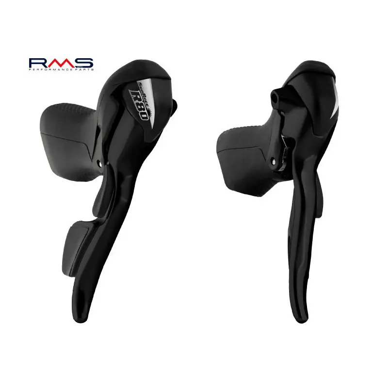 COPPIA COMANDI CORSA R81 COMPATIBILE SHIMANO - 2 X 8V, COLLARINO, SENZA DISPLAY, NERO Esclusivo
