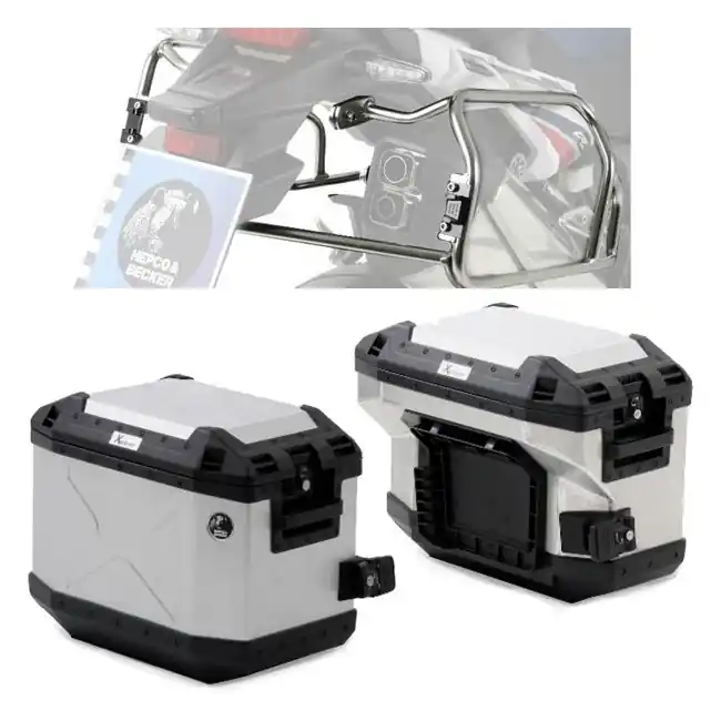 Set completo telai laterali e valige argento Hepco & Becker Cutout per Aprilia Tuareg 660 22-24- Spedizione Espresso