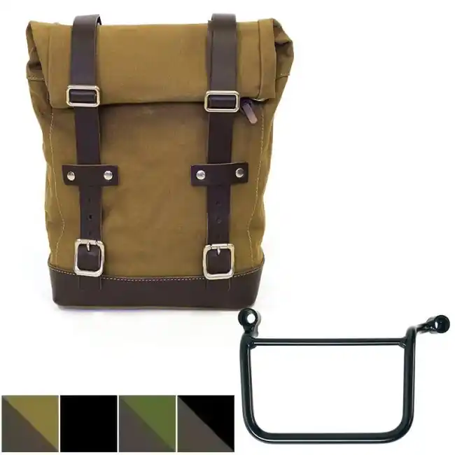 Ultima Occasione Kit borsa laterale sx Unit Garage in canvas per Royal Enfield Guerrilla 450-Beige e marrone