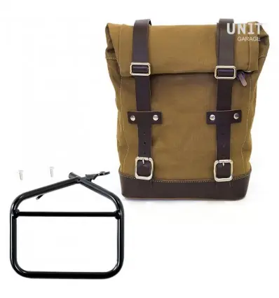 Nuovo Arrivo Kit borsa laterale Unit Garage in canvas per Ducati Scrambler 800-Beige e marrone