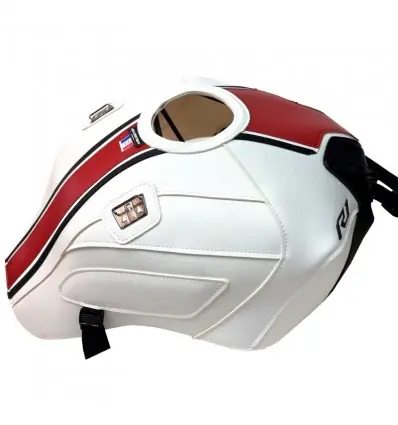 Compra Online Copriserbatoio Bagster per Yamaha R1 dal 2020 in similpelle bianco e rosso-