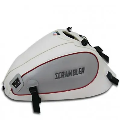 Prezzo Basso Copriserbatoio Bagster per Ducati Scrambler 800 in similpelle bianco, argento e rosso-