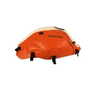 Ultimissimo Modello Copriserbatoio Bagster per Ducati Monster 600, 620,695,750,1000 e S4, S2R, S4R/S 00-08 in similpelle arancio e bianco-