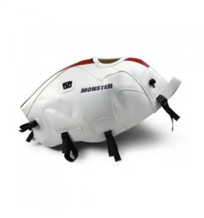 Copriserbatoio Bagster per Ducati Monster 600, 620,695,750,1000 e S4, S2R, S4R/S 00-08 in similpelle bianco e rosso- A Buon Prezzo