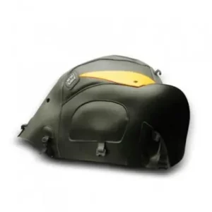 Copriserbatoio Bagster per Honda XL 1000 V Varadero 99-11 in similpelle nero e triangolo giallo oro- Economico