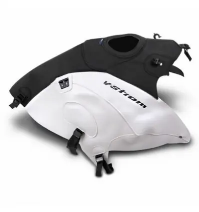 Più Venduto Copriserbatoio Bagster per Suzuki V Strom DL 650 11-14 in similpelle nero opaco e bianco-