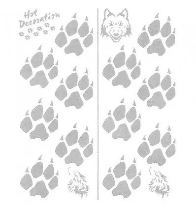 Affare Set adesivi serie 900 Orme Lupo Argento 20x24 cm-