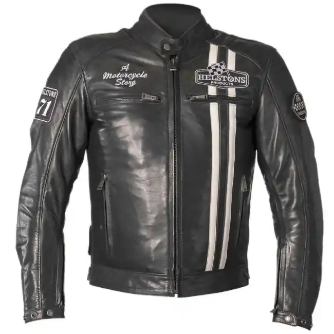 Prezzo Basso Giacca da moto in pelle Helstons Indy Ace Rag nera-S