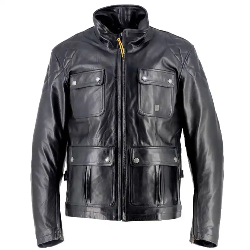 Ultimissimo Modello Giacca da moto in pelle Helstons Hunt vintage nera-M