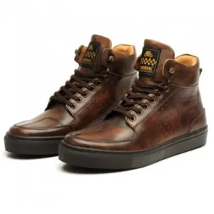 Scarpe da moto Helstons Glen in pelle marrone vintage-39 Ultime Pezzi