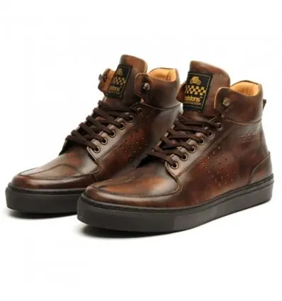 Scarpe da moto Helstons Glen in pelle marrone vintage-39 Ultime Pezzi