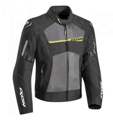 Economico Giacca da moto Ixon Raptor nera, grigia e giallo fluo-S