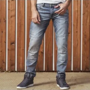Pantalone jeans da moto Motto Italia con rinforzi in kevlar-S Bestseller