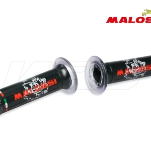 Offerta Speciale COPPIA MANOPOLE NERE SENZA CHIUSURA A LATO CON LOGO TRIBALE MALOSSI UNIVERSALI-