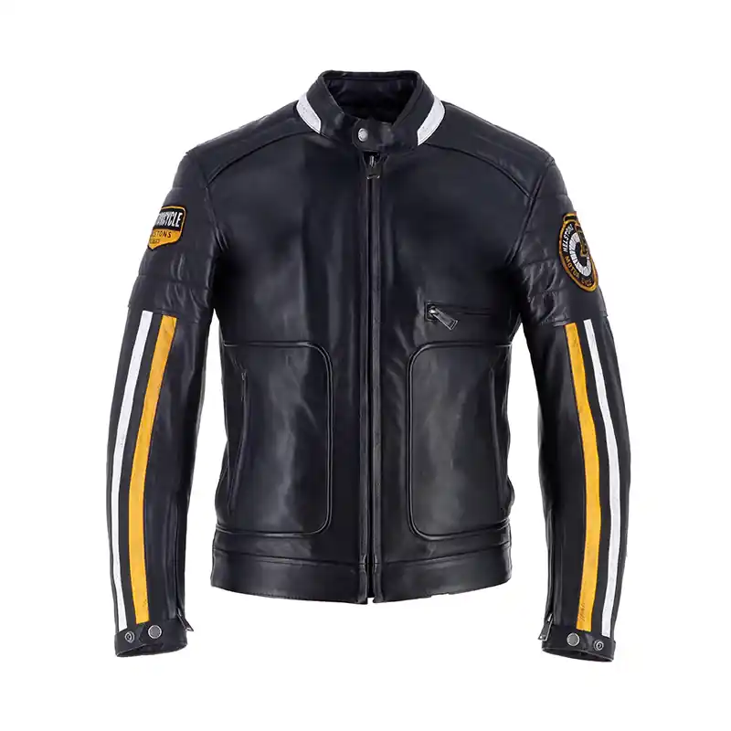 Giacca Pelle Helstons Vulcan nero giallo-S Compra Oggi Stesso