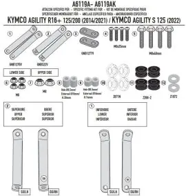 Kit di attacchi specifico per parabrezza Kymco - A6119A Offerta Limitata