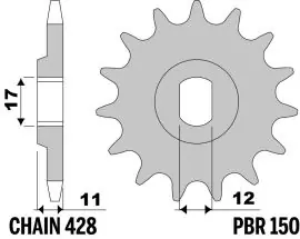 Pignone in Acciaio 150 Z13 denti - 150Z13 Saldi