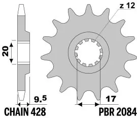 Prezzo Scontato Pignone in Acciaio 2084 Z14 denti - 2084Z14
