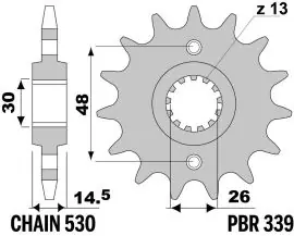 Pignone in Acciaio 339 Z14 denti - 339Z14 Prezzo Ridotto