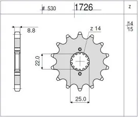 Pignone OgniBene Passo 530 Z 14 Denti - 36.1726.014 Popolare