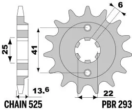 Pignone in Acciaio 293 Z14 denti - 293Z14 Scelto Dai Clienti
