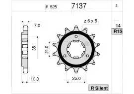 Pignone OgniBene Passo 525 Z 14 Denti - 36.7137.014 Quantità Limitata