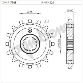 Pignone OgniBene Passo 525 Z 15 Denti - 36.7149.015 Consegna Rapida