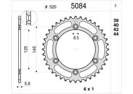 Acquista Ora Corona Trasmissione in Acciaio OgniBene Passo 520 Z 44 Denti - 36.5084.044