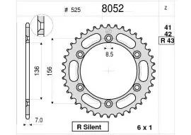 Vendita Finale Corona Trasmissione in Acciaio OgniBene Passo 525 Z 43 Denti - 36.8052.043