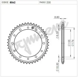 Consegna Rapida Corona Trasmissione in Acciaio OgniBene Passo 530 Z 42 Denti - 36.8062.042