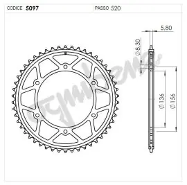 Corona Trasmissione in Acciaio OgniBene Passo 520 Z 45 Denti - 36.5097.045 Prezzo Di Fabbrica