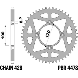 Esclusivo CORONA BETA 125RR CAT.428 Z50 ERGAL - 4478Z50