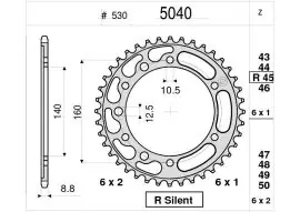 Spedizione Gratuita Corona Trasmissione in Acciaio OgniBene Passo 530 Z 45 Denti - 36.5040.045
