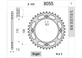 Corona Trasmissione in Lega OgniBene Passo 428 Z 55 Denti - 36.8055.355 Professionale