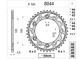 Corona Trasmissione in Lega OgniBene Passo 520 Z 44 Denti - 36.8044.344 Prezzo Ridotto