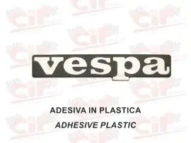 Acquista Ora TARGHETTA "VESPA" ADESIVA IN PLASTICA X SCUDO ANTERIORE - CIF - 6103