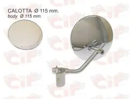 SPECCHIO CROMATO DX/SX OMOLOGATO - UNIVERSALE ATTACCO ALLO SCUDO  - CALOTTA ø 115 mm.  VESPA   - CIF - 20253 Spedizione Gratuita