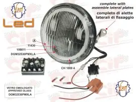 GRUPPO OTTICO A LED "SIEM" COMPLETO DI ALETTE LATERALI DI FISSAGGIO + CONVERTITORE VESPA PX 125/150/200 Reso Gratuito