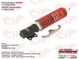 Ultimissimo Modello AMMORTIZZATORE ANTERIORE CPL. REGISTRABILE - NERO/ROSSO - VESPA AUTOMATICA GT/GTS/GTV - CIF - 6390-NRE